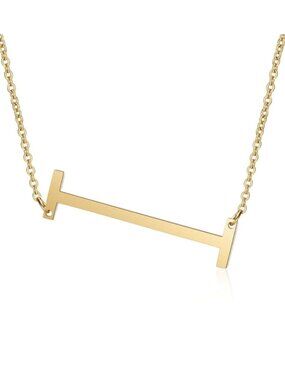 Large Letter "I" 18k Gold Plated Big Initial Name Statement Necklace